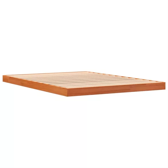 viaszbarna tömör fenyőfa ágykeret 135 x 190 cm