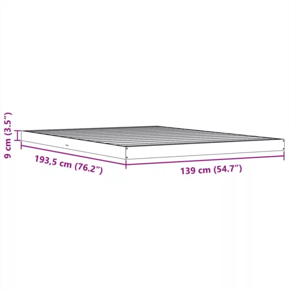 viaszbarna tömör fenyőfa ágykeret 135 x 190 cm