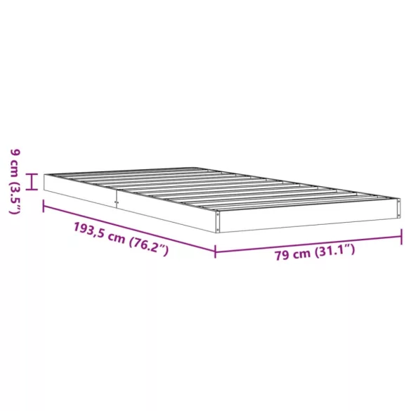 viaszbarna tömör fenyőfa ágykeret 75 x 190 cm