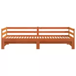 viaszbarna tömör fenyőfa kihúzható kanapéágy 90 x 200 cm