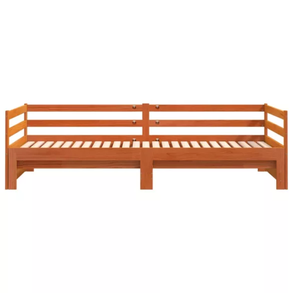 viaszbarna tömör fenyő kihúzható kanapéágy matrac nélkül