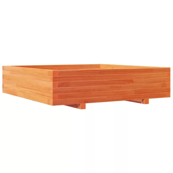 viaszbarna tömör fenyőfa kerti virágláda 100 x 100 x 26,5 cm