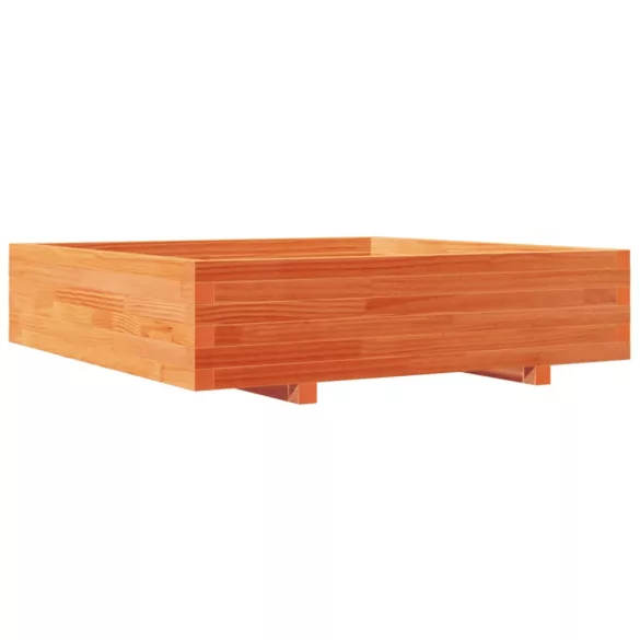 viaszbarna tömör fenyőfa kerti virágláda 100 x 100 x 26,5 cm