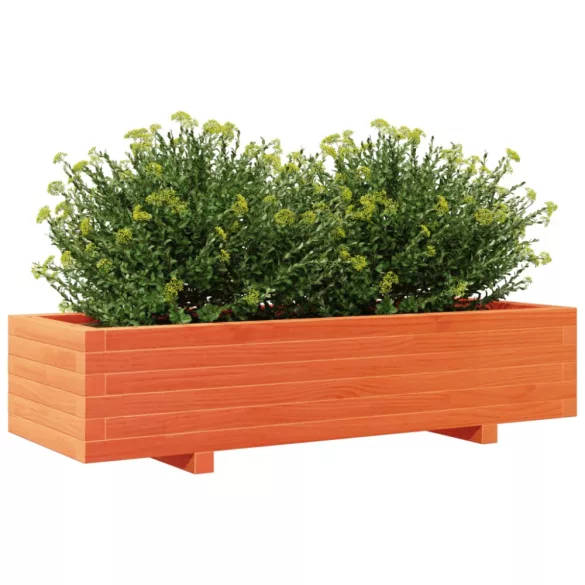 viaszbarna tömör fenyőfa kerti virágláda 110x40x26,5 cm