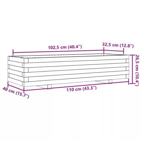 viaszbarna tömör fenyőfa kerti virágláda 110x40x26,5 cm