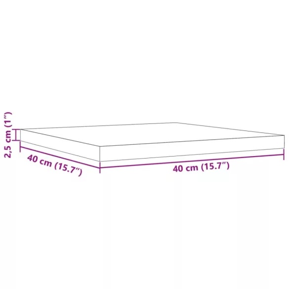 tömör fenyőfa négyzet alakú asztallap 40 x 40 x 2,5 cm