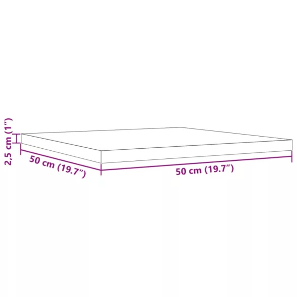 tömör fenyőfa négyzet alakú asztallap 50 x 50 x 2,5 cm