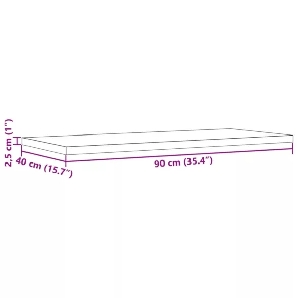 tömör fenyőfa téglalap alakú asztallap 90 x 40 x 2,5 cm