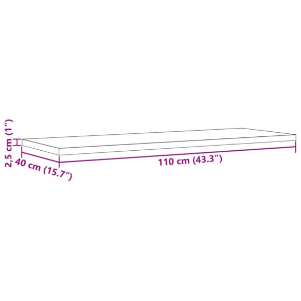 tömör fenyőfa téglalap alakú asztallap 110 x 40 x 2,5 cm