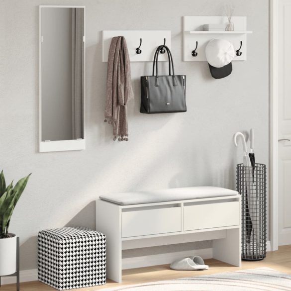 4 részes fehér szerelt fa előszobai bútorgarnitúra