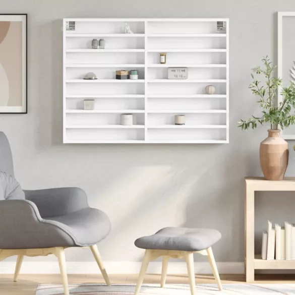 fehér szerelt fa vitrinszekrény 100 x 8,5 x 75 cm