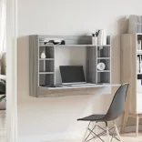 szürke sonoma színű szerelt fa fali íróasztal 105 x 48 x 75 cm