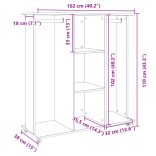 betonszürke szerelt fa ruhásszekrény kerékkel 102 x 38 x 110 cm
