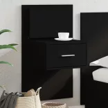 fekete falra szerelhető éjjeliszekrény LED-világítással