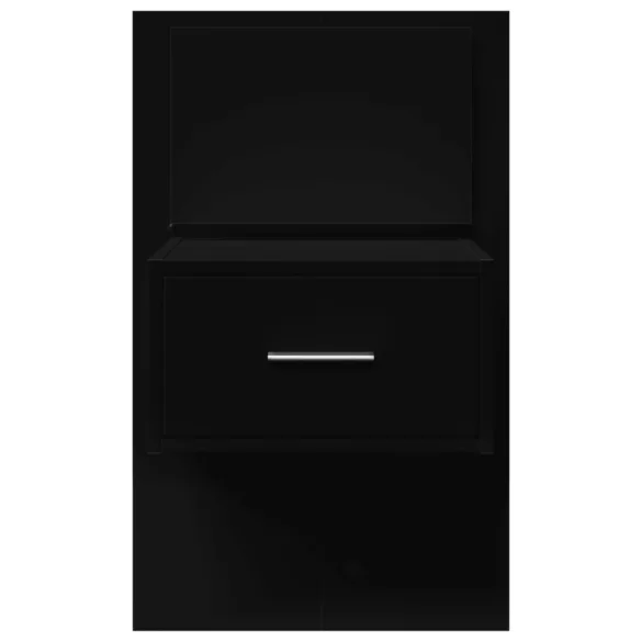 fekete falra szerelhető éjjeliszekrény LED-világítással