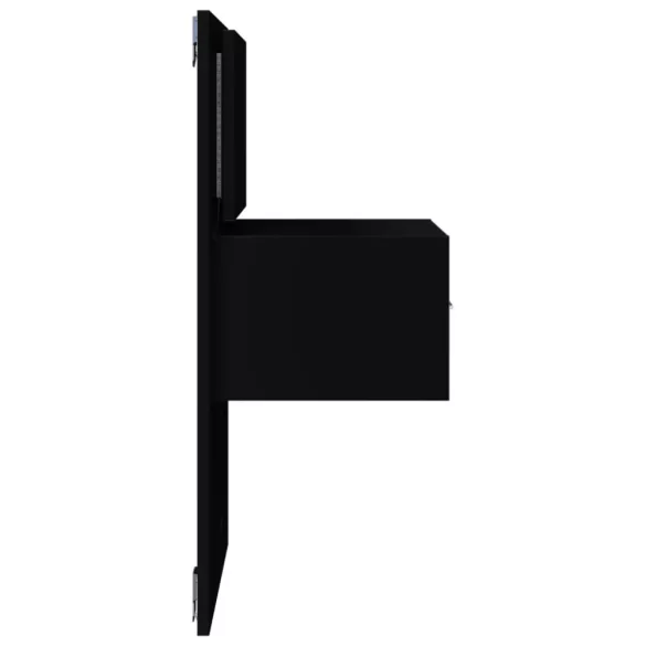 fekete falra szerelhető éjjeliszekrény LED-világítással