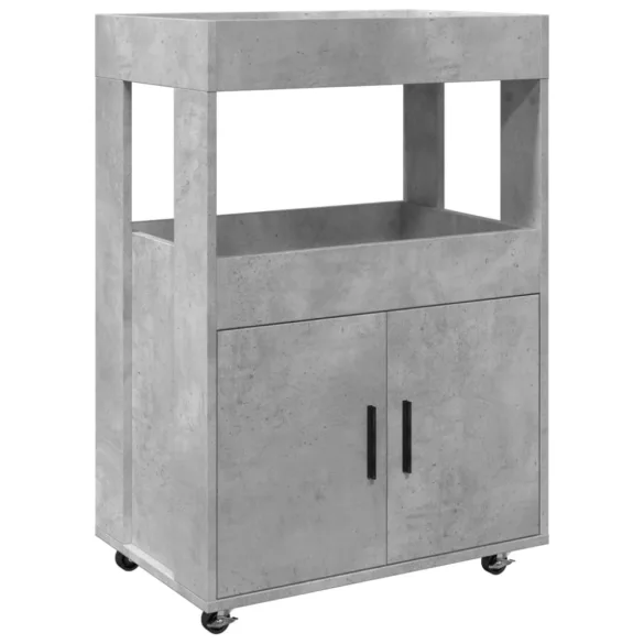 betonszürke szerelt fa bárkocsi 60 x 39,5 x 89 cm