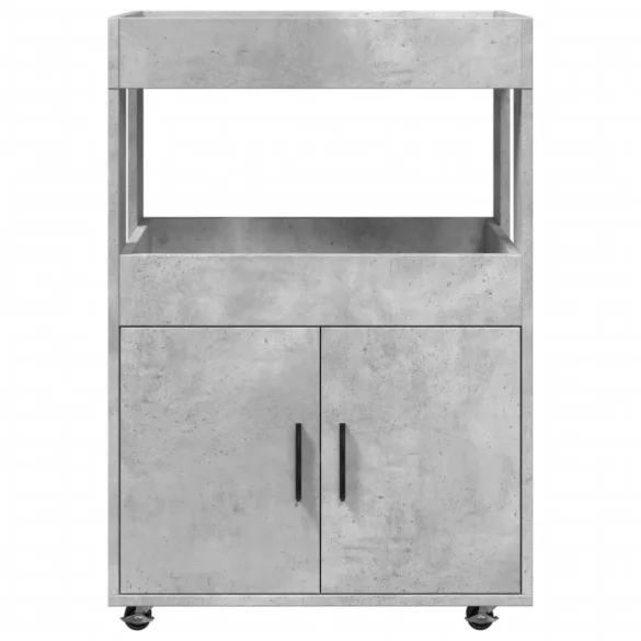 betonszürke szerelt fa bárkocsi 60 x 39,5 x 89 cm