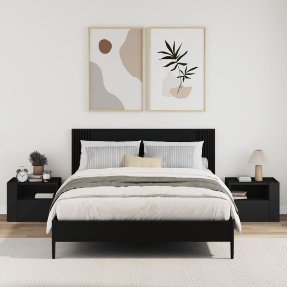 2 db fekete falra szerelhető éjjeliszekrény 45 x 30 x 35 cm