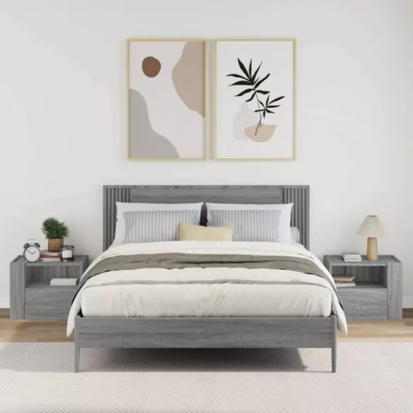 2 db szürke sonoma színű fali éjjeliszekrény 45 x 30 x 35 cm