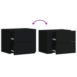 fekete falra szerelhető éjjeliszekrény 45 x 30 x 35 cm