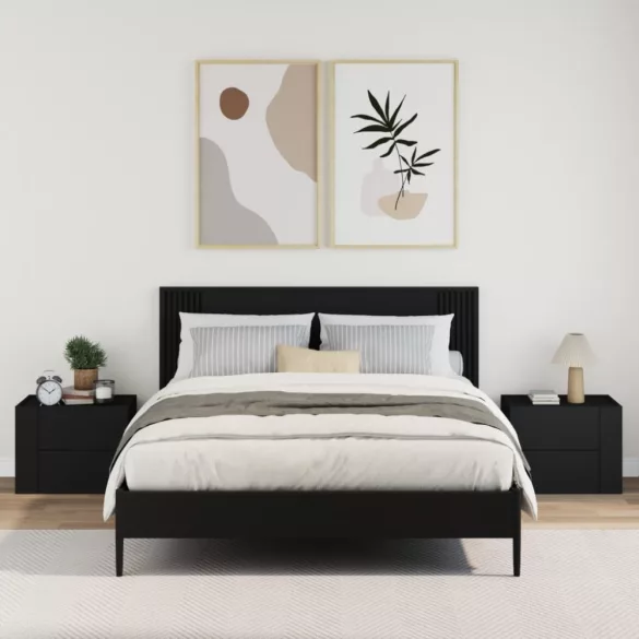 2 db fekete falra szerelhető éjjeliszekrény 45 x 30 x 35 cm