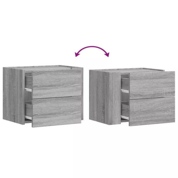 szürke sonoma színű falra szerelhető éjjeliszekrény 45x30x35 cm