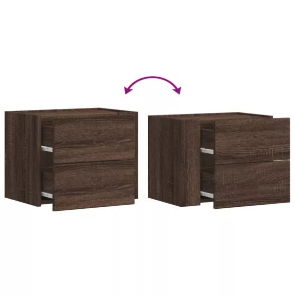 barna tölgy színű falra szerelhető éjjeliszekrény 45x30x35 cm