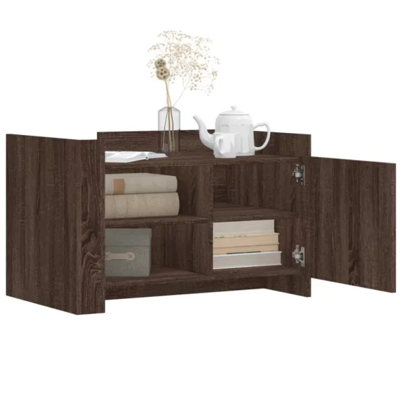 barna tölgy színű szerelt fa dohányzóasztal 80 x 50 x 50 cm
