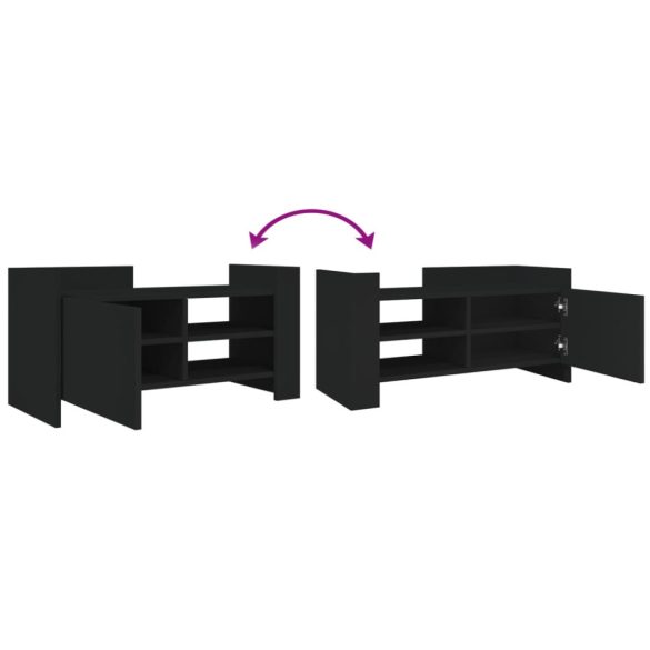 fekete szerelt fa TV-szekrény 80 x 35 x 40 cm