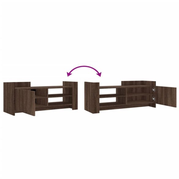 barna tölgyszínű szerelt fa TV-szekrény 100 x 35 x 40 cm