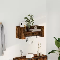  füstölt tölgy színű szerelt fa fali polc 70,5x35x30,5 cm