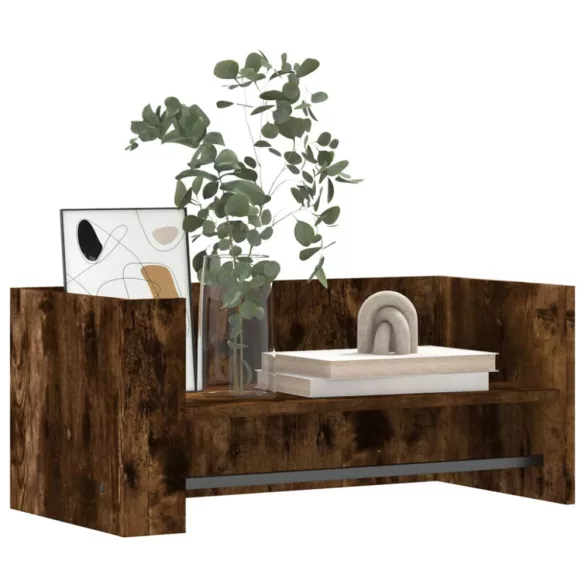 füstölt tölgy színű szerelt fa fali polc 70,5x35x30,5 cm