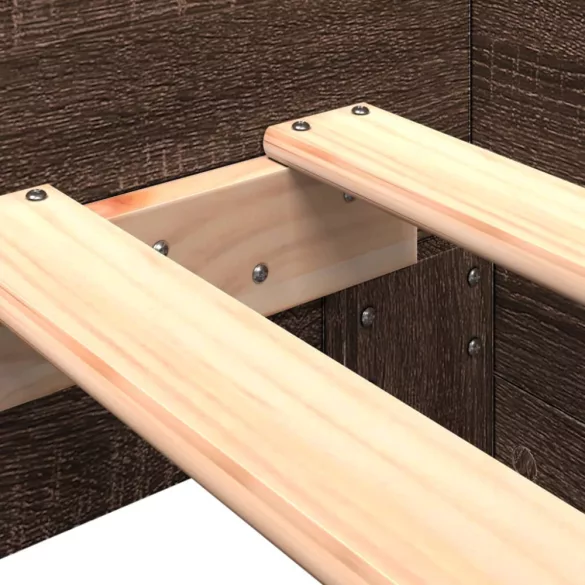 barna tölgy színű szerelt fa ágykeret matrac nélkül 100x200 cm