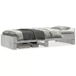 betonszürke szerelt fa ágykeret 90 x 190 cm