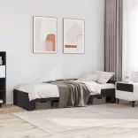 fekete szerelt fa ágykeret 75 x 190 cm