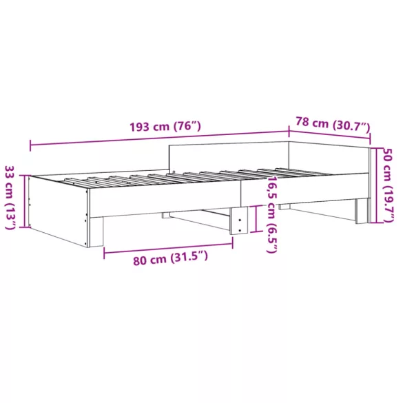 fekete szerelt fa ágykeret 75 x 190 cm