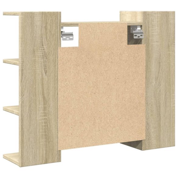 sonoma tölgy színű szerelt fa fürdőszobai tükör 80x20,5x64 cm