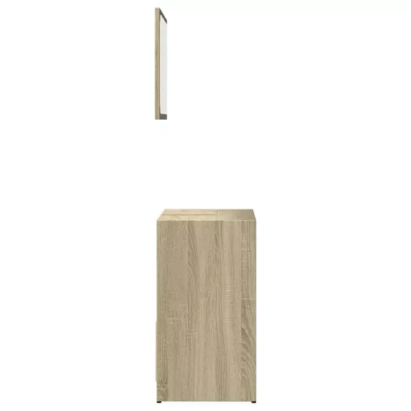 2 részes sonoma tölgyszínű szerelt fa fürdőszobai bútorszett