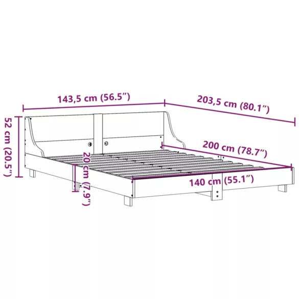 fehér tömör fenyőfa ágy matrac nélkül 140 x 200 cm