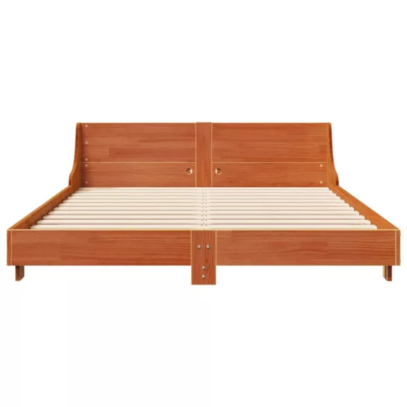 viaszbarna tömör fenyőfa ágy matrac nélkül 140 x 190 cm