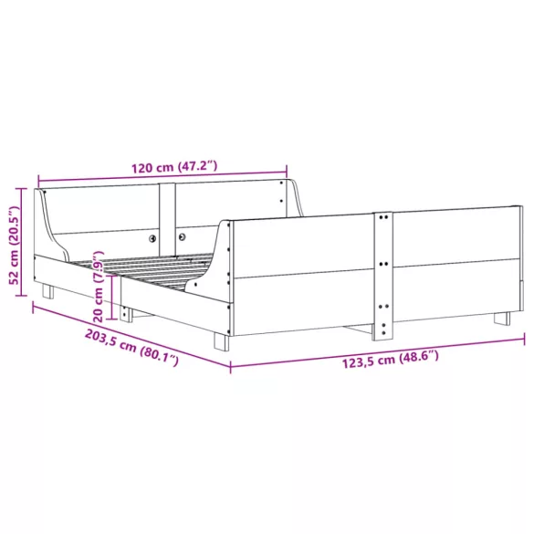 viaszbarna tömör fenyőfa ágy matrac nélkül 120 x 200 cm