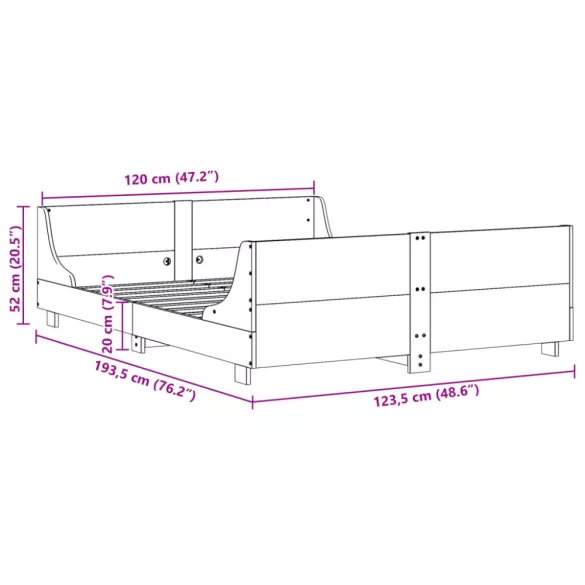 fehér tömör fenyőfa ágy matrac nélkül 120 x 190 cm