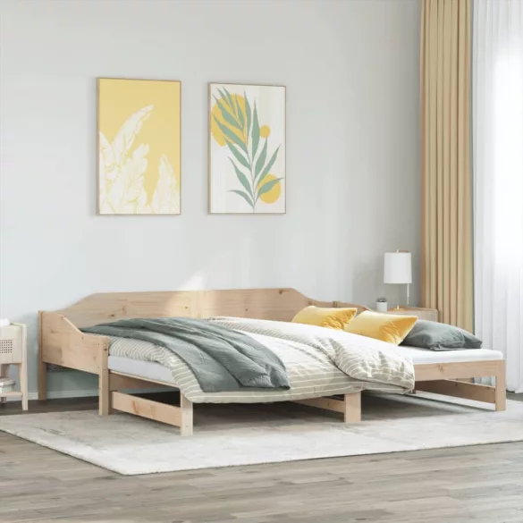 tömör fenyőfa kihúzható kanapéágy 90 x 190 cm