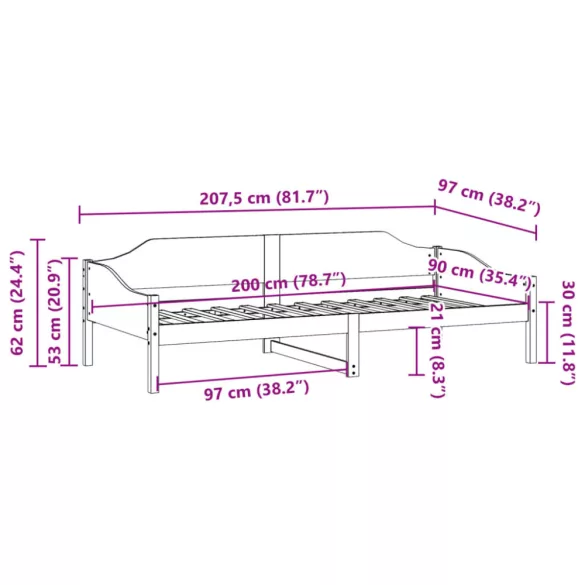 tömör fenyőfa ágy matrac nélkül 90 x 200 cm