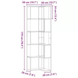 5 szintes fehér szerelt fa sarok könyvespolc 50 x 50 x 179 cm