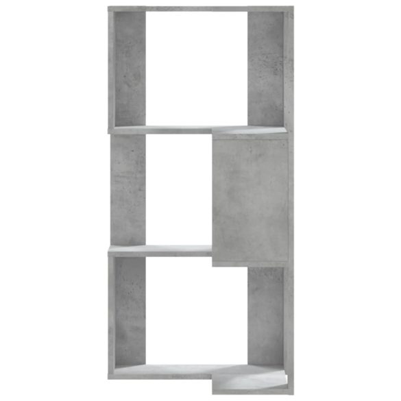 3 szintes betonszürke szerelt fa sarok könyvespolc 50x50x102 cm