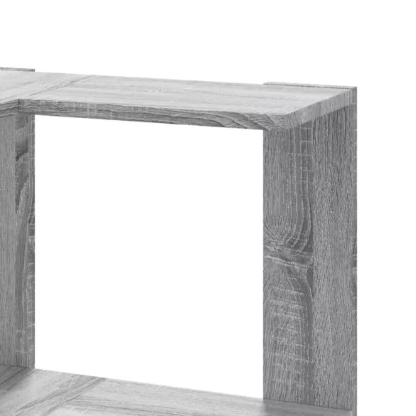 3 szintes szürke szerelt fa sarok könyvespolc 50 x 50 x 102 cm