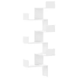 fehér szerelt fa fali sarokpolc 45 x 45 x 147 cm