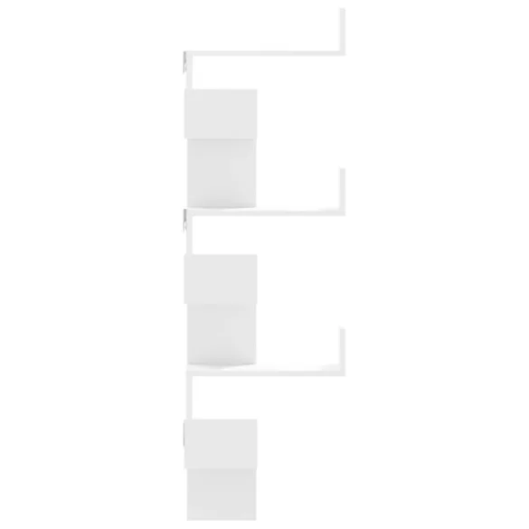 fehér szerelt fa fali sarokpolc 45 x 45 x 147 cm